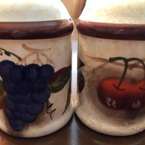 Vintage Hand Painted WCL Grape & Cherry Salt & Pepper Shaker